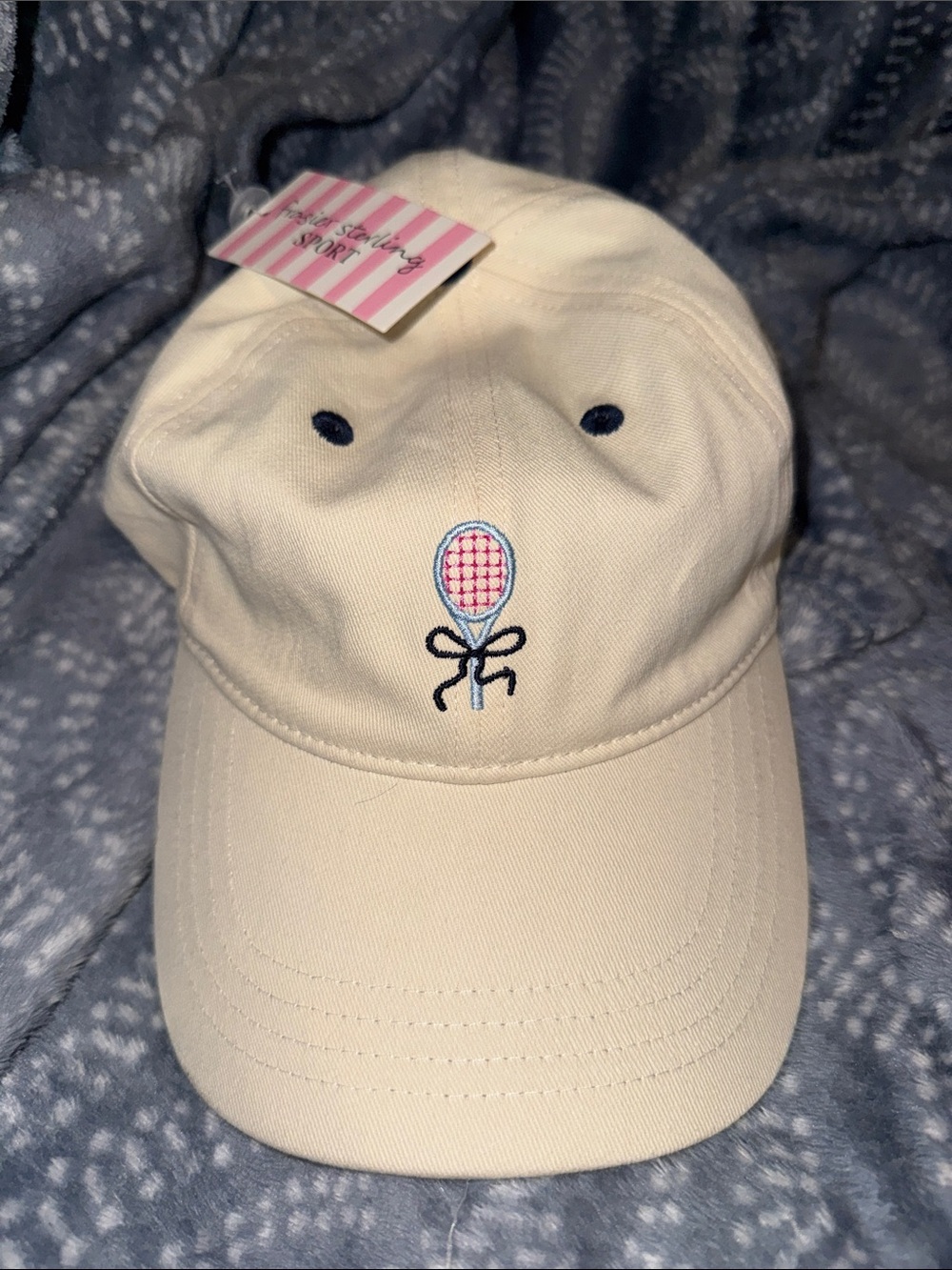 Women’s Cream Tennis Racket Embroidered Cap -